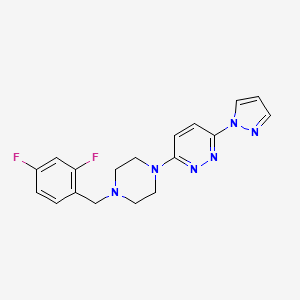 molecular formula C18H18F2N6 B6459233 3-{4-[(2,4-difluorophenyl)methyl]piperazin-1-yl}-6-(1H-pyrazol-1-yl)pyridazine CAS No. 2549010-00-4