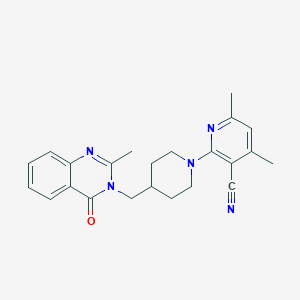 molecular formula C23H25N5O B6459246 4,6-dimethyl-2-{4-[(2-methyl-4-oxo-3,4-dihydroquinazolin-3-yl)methyl]piperidin-1-yl}pyridine-3-carbonitrile CAS No. 2548992-03-4