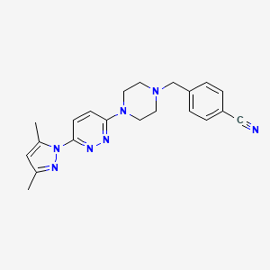 molecular formula C21H23N7 B6459290 4-({4-[6-(3,5-dimethyl-1H-pyrazol-1-yl)pyridazin-3-yl]piperazin-1-yl}methyl)benzonitrile CAS No. 2549006-28-0