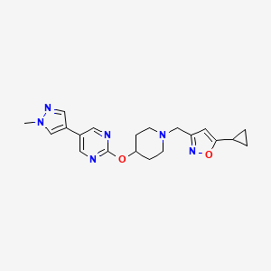 2-({1-[(5-cyclopropyl-1,2-oxazol-3-yl)methyl]piperidin-4-yl}oxy)-5-(1-methyl-1H-pyrazol-4-yl)pyrimidine