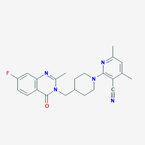 2-{4-[(7-fluoro-2-methyl-4-oxo-3,4-dihydroquinazolin-3-yl)methyl]piperidin-1-yl}-4,6-dimethylpyridine-3-carbonitrile