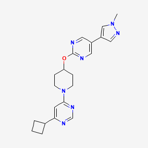molecular formula C21H25N7O B6459372 4-cyclobutyl-6-(4-{[5-(1-methyl-1H-pyrazol-4-yl)pyrimidin-2-yl]oxy}piperidin-1-yl)pyrimidine CAS No. 2549003-69-0