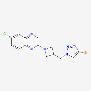 molecular formula C15H13BrClN5 B6459392 2-{3-[(4-bromo-1H-pyrazol-1-yl)methyl]azetidin-1-yl}-6-chloroquinoxaline CAS No. 2549037-86-5
