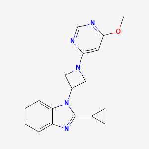 molecular formula C18H19N5O B6459402 2-cyclopropyl-1-[1-(6-methoxypyrimidin-4-yl)azetidin-3-yl]-1H-1,3-benzodiazole CAS No. 2549029-77-6