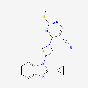 molecular formula C19H18N6S B6459415 4-[3-(2-cyclopropyl-1H-1,3-benzodiazol-1-yl)azetidin-1-yl]-2-(methylsulfanyl)pyrimidine-5-carbonitrile CAS No. 2549051-01-4