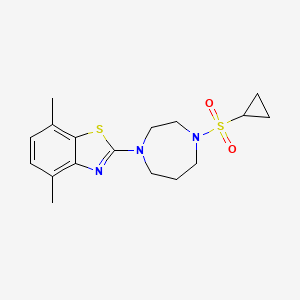 molecular formula C17H23N3O2S2 B6459417 2-[4-(cyclopropanesulfonyl)-1,4-diazepan-1-yl]-4,7-dimethyl-1,3-benzothiazole CAS No. 2549018-03-1