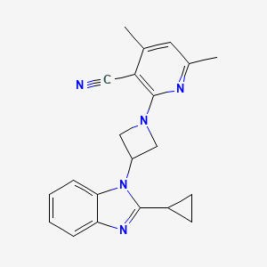molecular formula C21H21N5 B6459419 2-[3-(2-cyclopropyl-1H-1,3-benzodiazol-1-yl)azetidin-1-yl]-4,6-dimethylpyridine-3-carbonitrile CAS No. 2549038-04-0