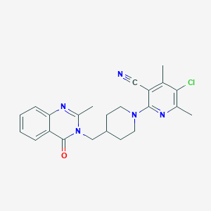 molecular formula C23H24ClN5O B6459472 5-chloro-4,6-dimethyl-2-{4-[(2-methyl-4-oxo-3,4-dihydroquinazolin-3-yl)methyl]piperidin-1-yl}pyridine-3-carbonitrile CAS No. 2548987-71-7