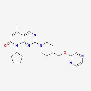 molecular formula C23H28N6O2 B6459494 8-cyclopentyl-5-methyl-2-{4-[(pyrazin-2-yloxy)methyl]piperidin-1-yl}-7H,8H-pyrido[2,3-d]pyrimidin-7-one CAS No. 2548992-88-5