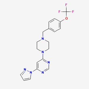 molecular formula C19H19F3N6O B6459527 4-(1H-pyrazol-1-yl)-6-(4-{[4-(trifluoromethoxy)phenyl]methyl}piperazin-1-yl)pyrimidine CAS No. 2549032-55-3