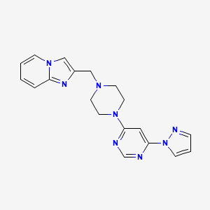 molecular formula C19H20N8 B6459540 4-[4-({imidazo[1,2-a]pyridin-2-yl}methyl)piperazin-1-yl]-6-(1H-pyrazol-1-yl)pyrimidine CAS No. 2549011-82-5