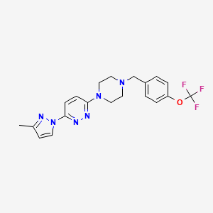 molecular formula C20H21F3N6O B6459548 3-(3-methyl-1H-pyrazol-1-yl)-6-(4-{[4-(trifluoromethoxy)phenyl]methyl}piperazin-1-yl)pyridazine CAS No. 2548988-18-5