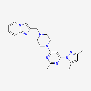 molecular formula C22H26N8 B6459578 4-(3,5-dimethyl-1H-pyrazol-1-yl)-6-[4-({imidazo[1,2-a]pyridin-2-yl}methyl)piperazin-1-yl]-2-methylpyrimidine CAS No. 2548998-36-1