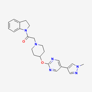 molecular formula C23H26N6O2 B6459630 1-(2,3-dihydro-1H-indol-1-yl)-2-(4-{[5-(1-methyl-1H-pyrazol-4-yl)pyrimidin-2-yl]oxy}piperidin-1-yl)ethan-1-one CAS No. 2548979-11-7