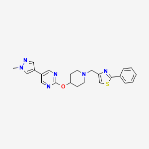 molecular formula C23H24N6OS B6459641 5-(1-methyl-1H-pyrazol-4-yl)-2-({1-[(2-phenyl-1,3-thiazol-4-yl)methyl]piperidin-4-yl}oxy)pyrimidine CAS No. 2549037-95-6