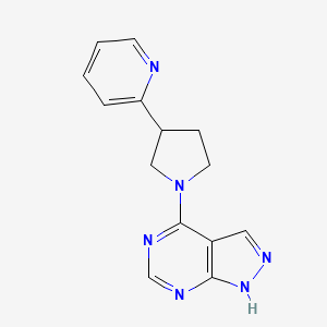 molecular formula C14H14N6 B6459685 2-(1-{1H-pyrazolo[3,4-d]pyrimidin-4-yl}pyrrolidin-3-yl)pyridine CAS No. 2548996-03-6