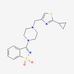 molecular formula C18H20N4O2S2 B6459688 3-{4-[(2-cyclopropyl-1,3-thiazol-4-yl)methyl]piperazin-1-yl}-1lambda6,2-benzothiazole-1,1-dione CAS No. 2549055-56-1