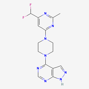 molecular formula C15H16F2N8 B6459695 4-(difluoromethyl)-2-methyl-6-(4-{1H-pyrazolo[3,4-d]pyrimidin-4-yl}piperazin-1-yl)pyrimidine CAS No. 2549041-22-5