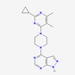 molecular formula C18H22N8 B6459701 2-cyclopropyl-4,5-dimethyl-6-(4-{1H-pyrazolo[3,4-d]pyrimidin-4-yl}piperazin-1-yl)pyrimidine CAS No. 2549021-08-9
