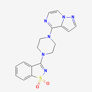 molecular formula C17H16N6O2S B6459719 3-(4-{pyrazolo[1,5-a]pyrazin-4-yl}piperazin-1-yl)-1lambda6,2-benzothiazole-1,1-dione CAS No. 2549062-77-1