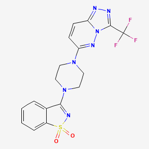 molecular formula C17H14F3N7O2S B6459767 3-{4-[3-(trifluoromethyl)-[1,2,4]triazolo[4,3-b]pyridazin-6-yl]piperazin-1-yl}-1lambda6,2-benzothiazole-1,1-dione CAS No. 2548982-62-1