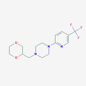 molecular formula C15H20F3N3O2 B6459794 1-[(1,4-dioxan-2-yl)methyl]-4-[5-(trifluoromethyl)pyridin-2-yl]piperazine CAS No. 2549047-13-2