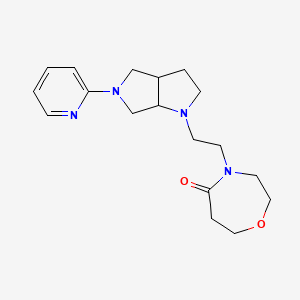 molecular formula C18H26N4O2 B6459863 4-{2-[5-(pyridin-2-yl)-octahydropyrrolo[2,3-c]pyrrol-1-yl]ethyl}-1,4-oxazepan-5-one CAS No. 2549046-70-8