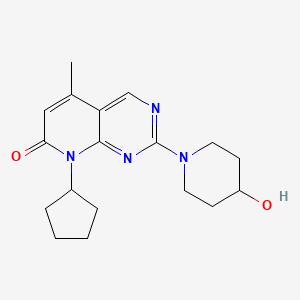 molecular formula C18H24N4O2 B6459931 8-cyclopentyl-2-(4-hydroxypiperidin-1-yl)-5-methyl-7H,8H-pyrido[2,3-d]pyrimidin-7-one CAS No. 2549028-51-3