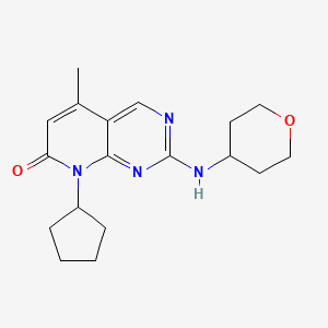 molecular formula C18H24N4O2 B6459936 8-cyclopentyl-5-methyl-2-[(oxan-4-yl)amino]-7H,8H-pyrido[2,3-d]pyrimidin-7-one CAS No. 2548992-39-6