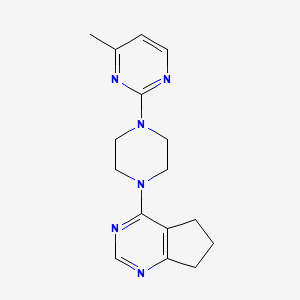 molecular formula C16H20N6 B6459991 2-(4-{5H,6H,7H-cyclopenta[d]pyrimidin-4-yl}piperazin-1-yl)-4-methylpyrimidine CAS No. 2549031-28-7