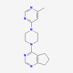 molecular formula C16H20N6 B6459998 4-(4-{5H,6H,7H-cyclopenta[d]pyrimidin-4-yl}piperazin-1-yl)-6-methylpyrimidine CAS No. 2549008-08-2