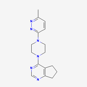 molecular formula C16H20N6 B6460003 3-(4-{5H,6H,7H-cyclopenta[d]pyrimidin-4-yl}piperazin-1-yl)-6-methylpyridazine CAS No. 2549053-90-7