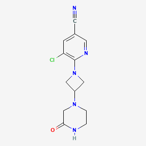 molecular formula C13H14ClN5O B6460064 5-chloro-6-[3-(3-oxopiperazin-1-yl)azetidin-1-yl]pyridine-3-carbonitrile CAS No. 2549050-80-6