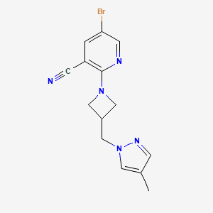 molecular formula C14H14BrN5 B6460116 5-bromo-2-{3-[(4-methyl-1H-pyrazol-1-yl)methyl]azetidin-1-yl}pyridine-3-carbonitrile CAS No. 2548986-58-7