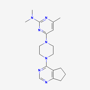 molecular formula C18H25N7 B6460124 4-(4-{5H,6H,7H-cyclopenta[d]pyrimidin-4-yl}piperazin-1-yl)-N,N,6-trimethylpyrimidin-2-amine CAS No. 2549011-93-8