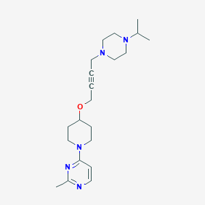 2-methyl-4-[4-({4-[4-(propan-2-yl)piperazin-1-yl]but-2-yn-1-yl}oxy)piperidin-1-yl]pyrimidine