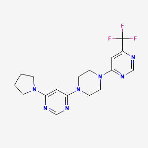 molecular formula C17H20F3N7 B6460192 4-(pyrrolidin-1-yl)-6-{4-[6-(trifluoromethyl)pyrimidin-4-yl]piperazin-1-yl}pyrimidine CAS No. 2549013-44-5