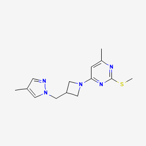 molecular formula C14H19N5S B6460197 4-methyl-6-{3-[(4-methyl-1H-pyrazol-1-yl)methyl]azetidin-1-yl}-2-(methylsulfanyl)pyrimidine CAS No. 2549043-50-5