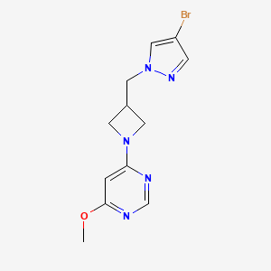 molecular formula C12H14BrN5O B6460209 4-{3-[(4-bromo-1H-pyrazol-1-yl)methyl]azetidin-1-yl}-6-methoxypyrimidine CAS No. 2548997-24-4