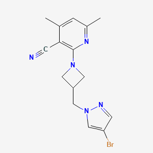 molecular formula C15H16BrN5 B6460245 2-{3-[(4-bromo-1H-pyrazol-1-yl)methyl]azetidin-1-yl}-4,6-dimethylpyridine-3-carbonitrile CAS No. 2549013-90-1