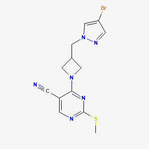 4-{3-[(4-bromo-1H-pyrazol-1-yl)methyl]azetidin-1-yl}-2-(methylsulfanyl)pyrimidine-5-carbonitrile