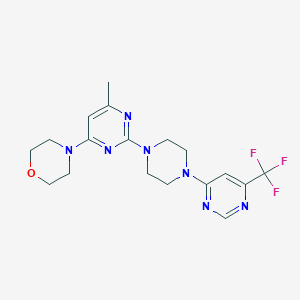 molecular formula C18H22F3N7O B6460315 4-(6-methyl-2-{4-[6-(trifluoromethyl)pyrimidin-4-yl]piperazin-1-yl}pyrimidin-4-yl)morpholine CAS No. 2549054-70-6