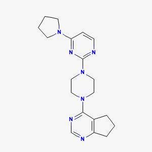 2-(4-{5H,6H,7H-cyclopenta[d]pyrimidin-4-yl}piperazin-1-yl)-4-(pyrrolidin-1-yl)pyrimidine