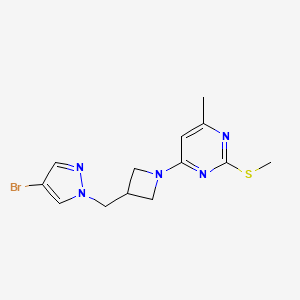 molecular formula C13H16BrN5S B6460348 4-{3-[(4-bromo-1H-pyrazol-1-yl)methyl]azetidin-1-yl}-6-methyl-2-(methylsulfanyl)pyrimidine CAS No. 2548986-41-8