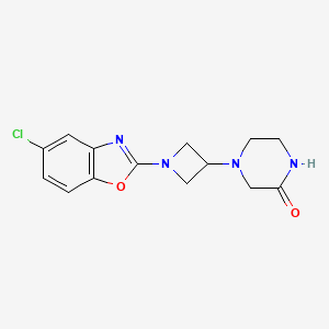 molecular formula C14H15ClN4O2 B6460358 4-[1-(5-chloro-1,3-benzoxazol-2-yl)azetidin-3-yl]piperazin-2-one CAS No. 2548992-85-2