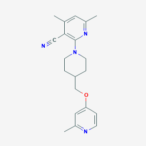 molecular formula C20H24N4O B6460476 4,6-dimethyl-2-(4-{[(2-methylpyridin-4-yl)oxy]methyl}piperidin-1-yl)pyridine-3-carbonitrile CAS No. 2548993-89-9