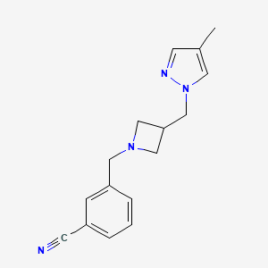 molecular formula C16H18N4 B6460497 3-({3-[(4-methyl-1H-pyrazol-1-yl)methyl]azetidin-1-yl}methyl)benzonitrile CAS No. 2549024-93-1