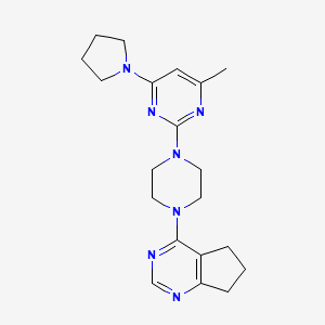 molecular formula C20H27N7 B6460503 2-(4-{5H,6H,7H-cyclopenta[d]pyrimidin-4-yl}piperazin-1-yl)-4-methyl-6-(pyrrolidin-1-yl)pyrimidine CAS No. 2549032-39-3