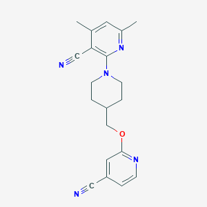 molecular formula C20H21N5O B6460531 2-(4-{[(4-cyanopyridin-2-yl)oxy]methyl}piperidin-1-yl)-4,6-dimethylpyridine-3-carbonitrile CAS No. 2549029-62-9