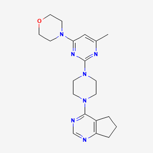 molecular formula C20H27N7O B6460562 4-[2-(4-{5H,6H,7H-cyclopenta[d]pyrimidin-4-yl}piperazin-1-yl)-6-methylpyrimidin-4-yl]morpholine CAS No. 2548997-74-4